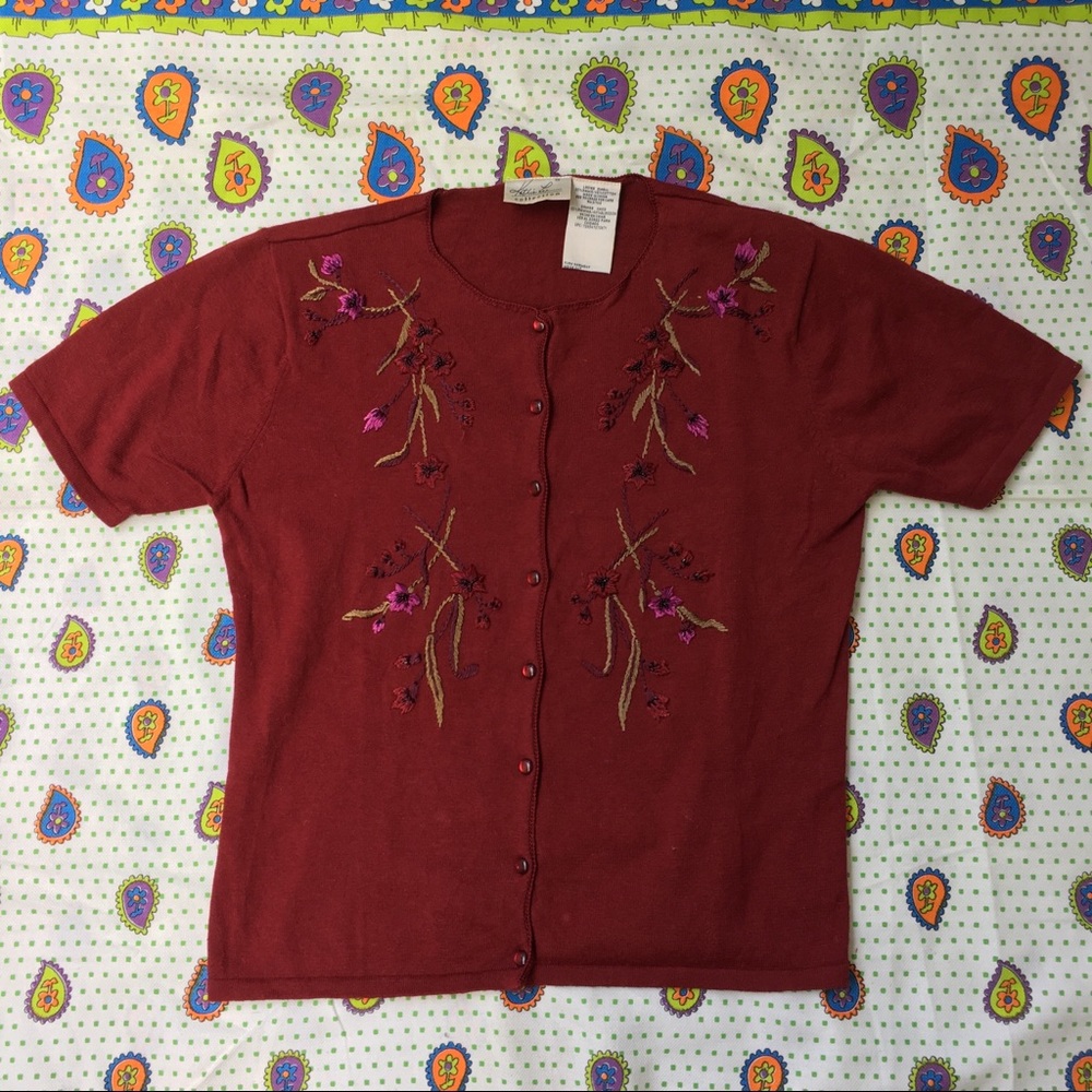Vintage 80s 90s Short Sleeve Cardigan